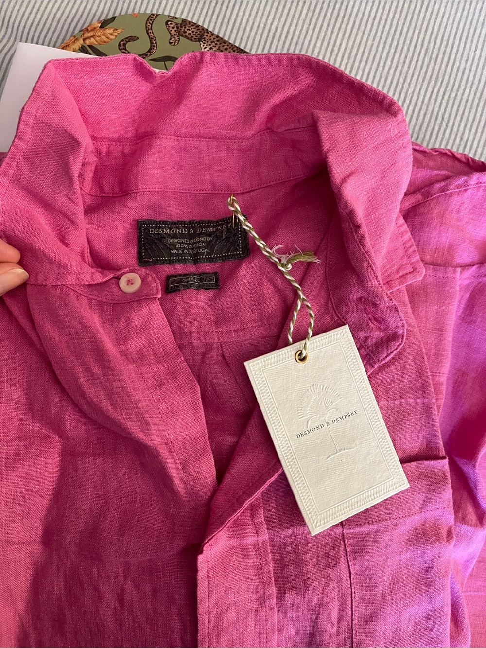 NWT Desmond and Dempsey Pink Cerise linen set size Small Lounge Set